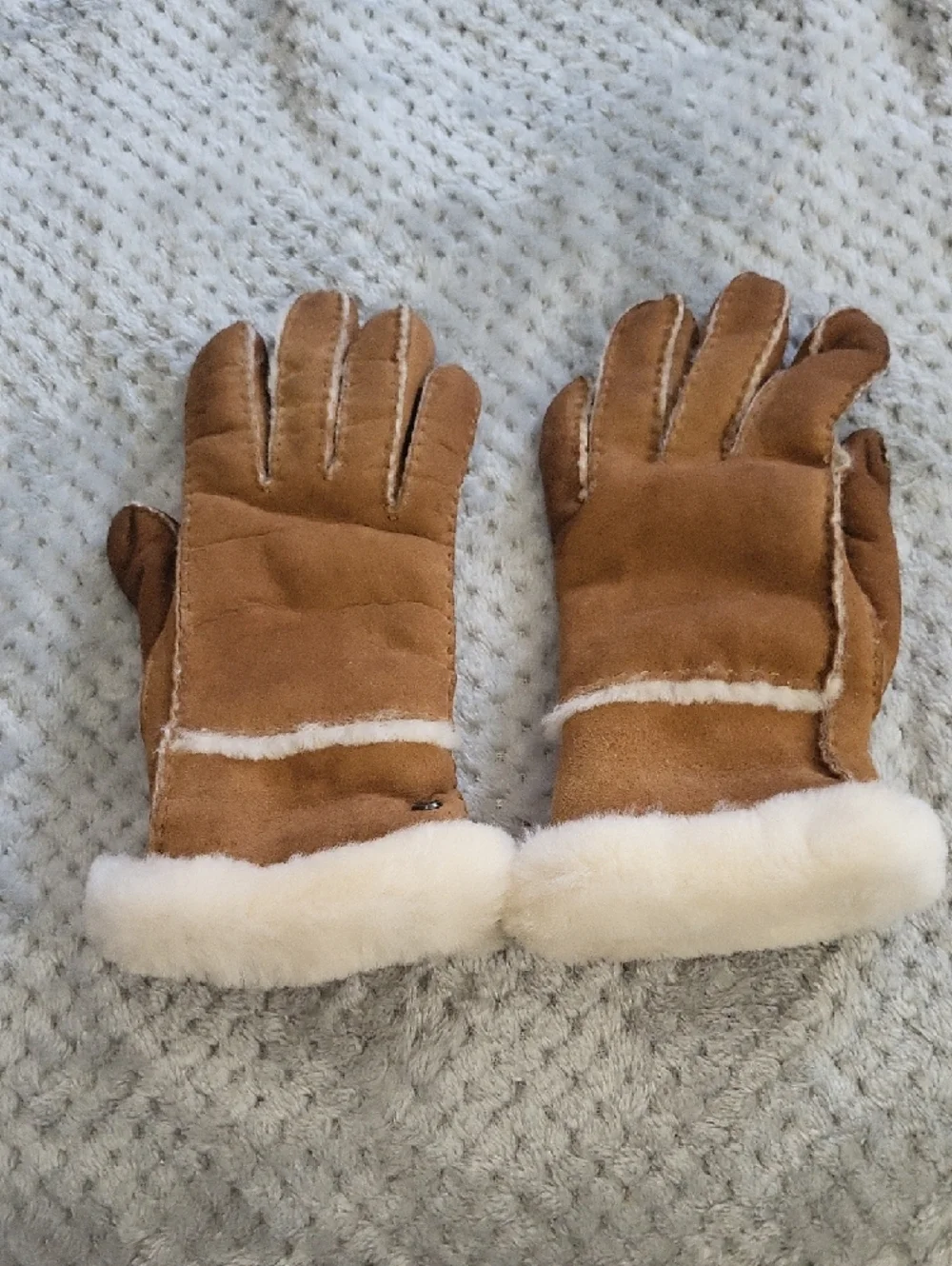 Ugg‎ Shearling-Lined Brown Suede Winter Gloves Size Large